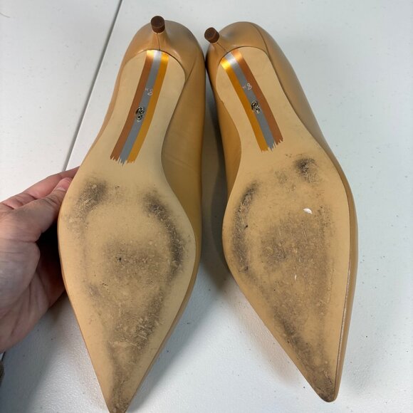 Sam Edelman Hazel Pointed-Toe Kitten Heel Pumps Soft Beige Leather Women’s Size - Picture 5 of 11
